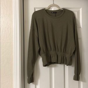 Zara Long Sleeve Blouse with Slight Peplum